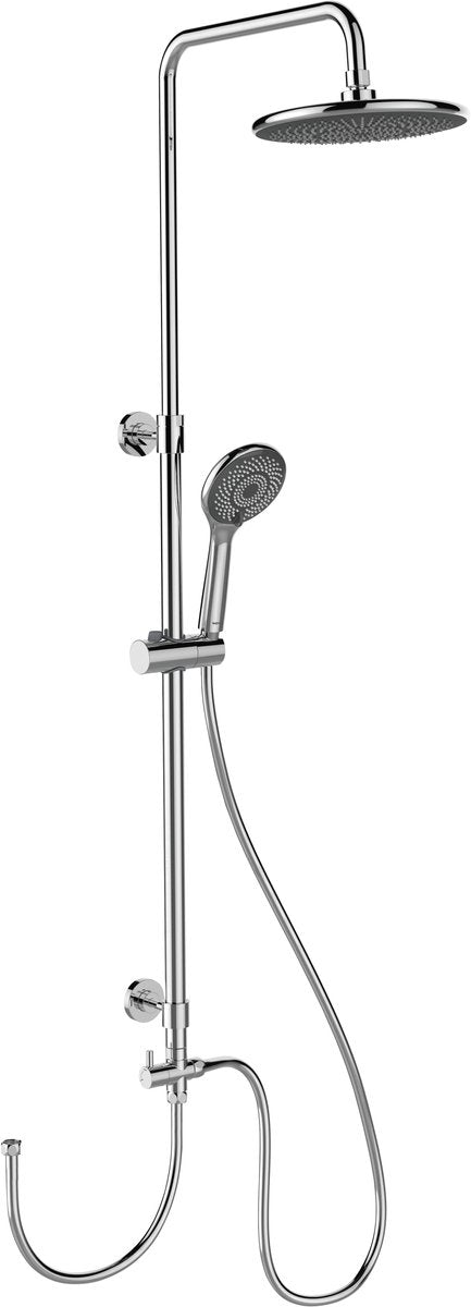 Wenko doucheset watersaving in chroom met regendouche ø22,5cm, rvs douchestang uitschuifbaar van 75-120cm, douchekophouder, douchekop ø11cm met 3 standen, doucheslang 150cm - waterbesparing tot 40% - regendoucheset - douchesysteem zonder kraan