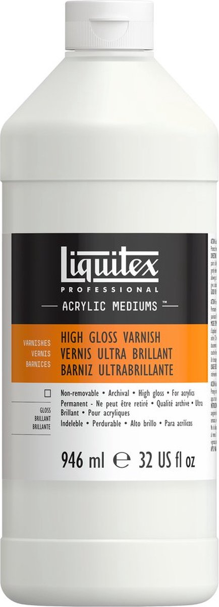 Liquitex 126632 professional hoogglans vernis 946 ml – acrylvernis high gloss | uv-bescherming | vergeelt niet | voor acrylverf - high gloss vernis