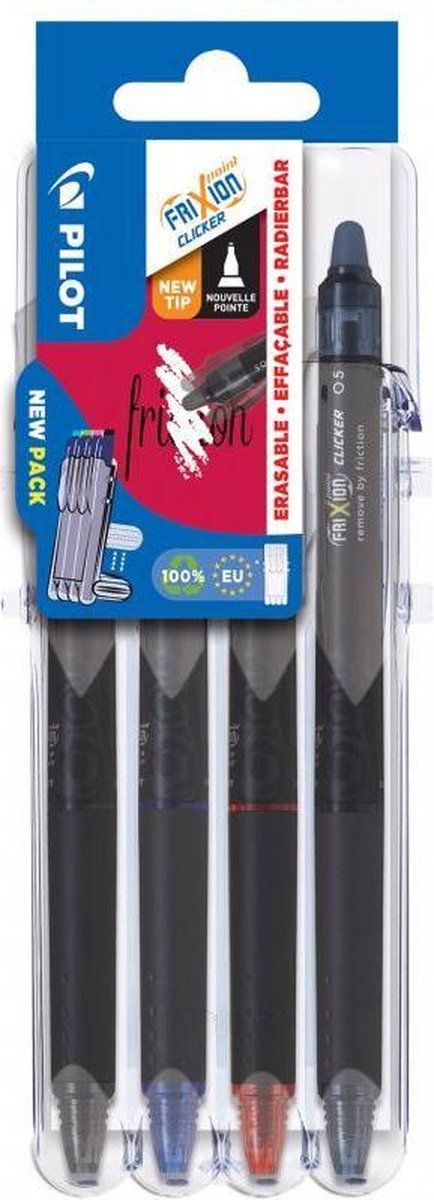 Pilot frixion ball point clicker uitwisbaar 0.25 - box 4 kleuren