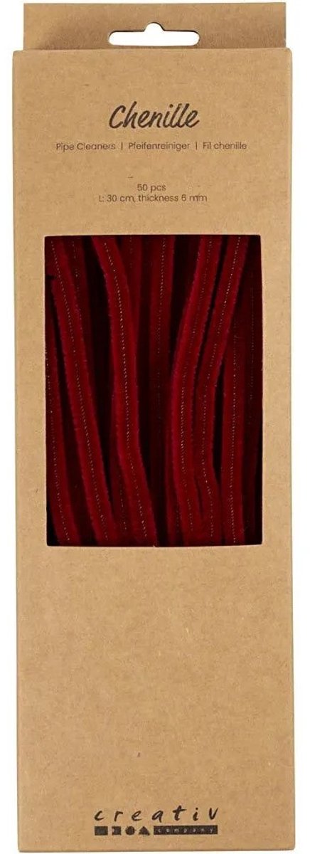 Creativ company chenilledraad knutselmateriaal donkerrood 50 stuks 6mm x 30cm.