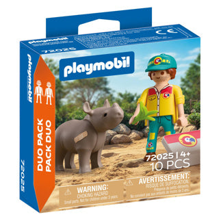 Playmobil 72025 duopack ranger met neushoorn | 2 stuks