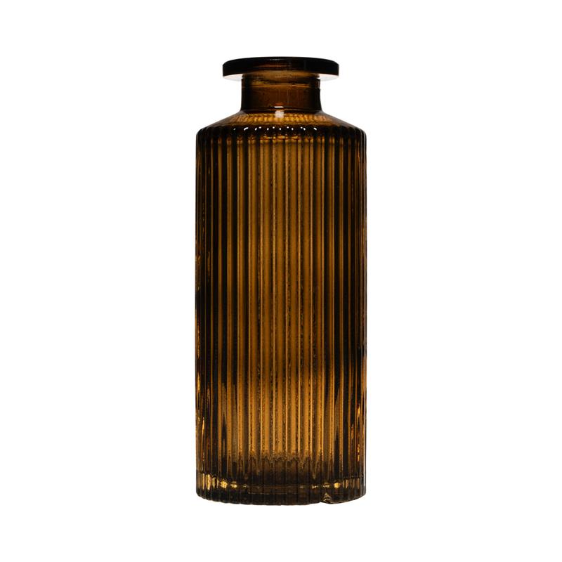 Hakbijl glass tobi lines flesvaas taupe ø5,4xh13cm