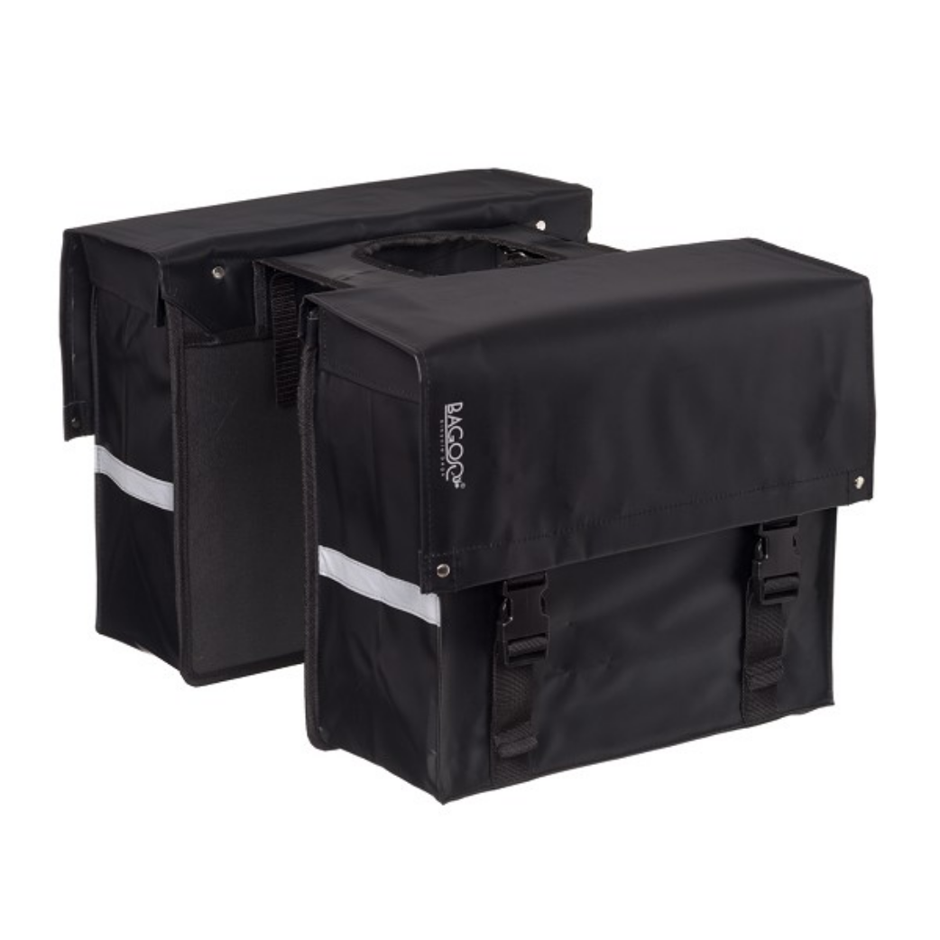 Bagoo dobbelt cykelpose bisonyl sort indhold 34L