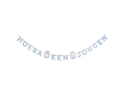 Haza letterslinger nijntje baby blauw hoera een jongen geboorte 210cm