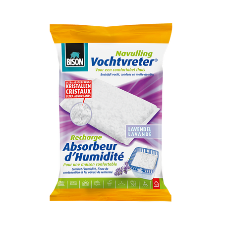 Bison vochtvreter® navulzak lavendel 450 g, lavendelgeur, geschikt voor vochtvreter®, bestrijd hoge luchtvochtigheid, geen batterij nodig, ook geschikt voor caravans en campers