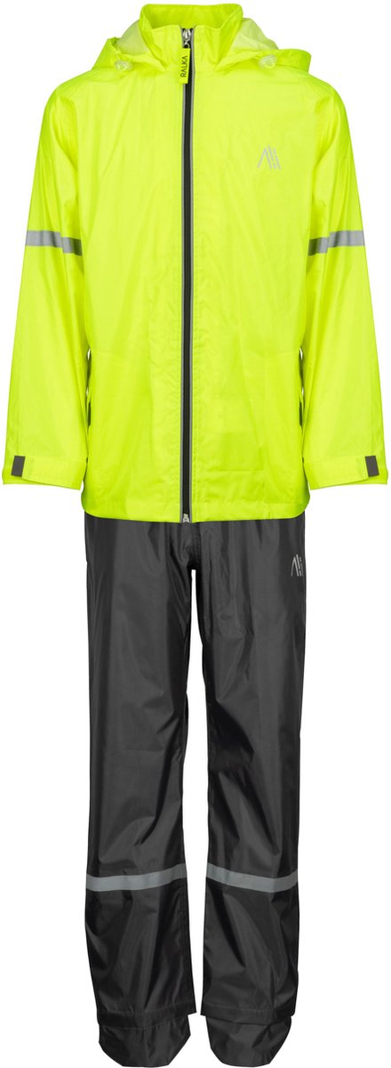 Ralka regenpak waterdicht ademend - kind - reflectie - fluorgeel - maat 140