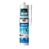 Bison siliconenkit wit koker 300 ml - waterbestendige kit, sanitaire afdichting, ongevoelig voor schimmel, kleurvast, blijvend elastisch, makkelijk te verwerken
