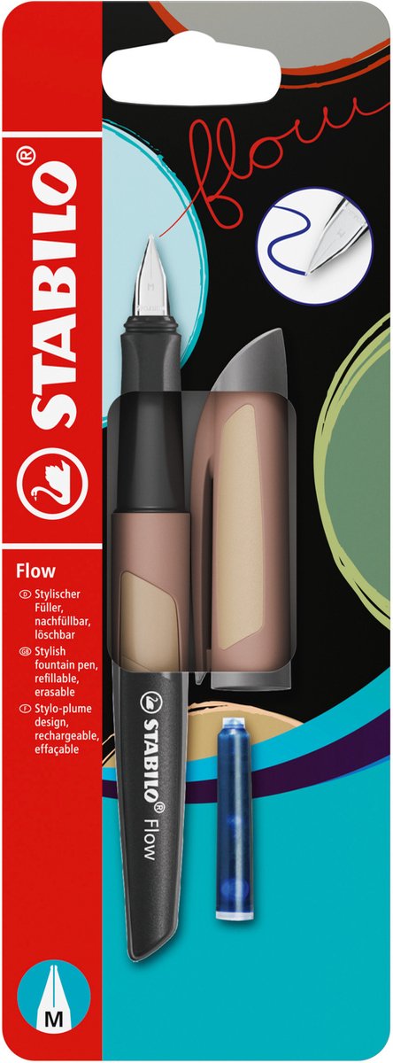 Stabilo flow - ergonomische vulpen - monochrome - lichtbruin + 1 inkt cartridge