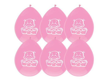 Haza ballonnen baby meisje roze 30cm 6stuks