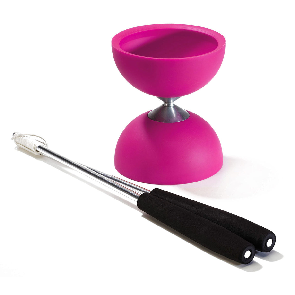 Diabolo en caoutchouc eureka avec des bâtons en aluminium rose