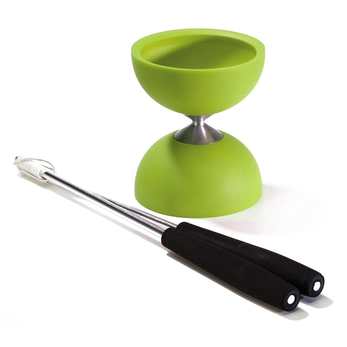 Eureka rubber diabolo with aluminum sticks green