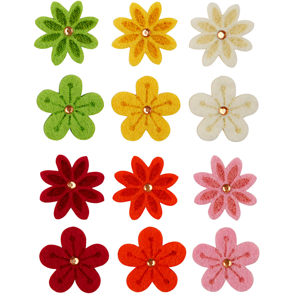Creativ company http: www.cchobby.nl bloemen-van-vilt-met-strassteen-d-30-mm-dikte-2-5-mm-120-stuk-1-doos