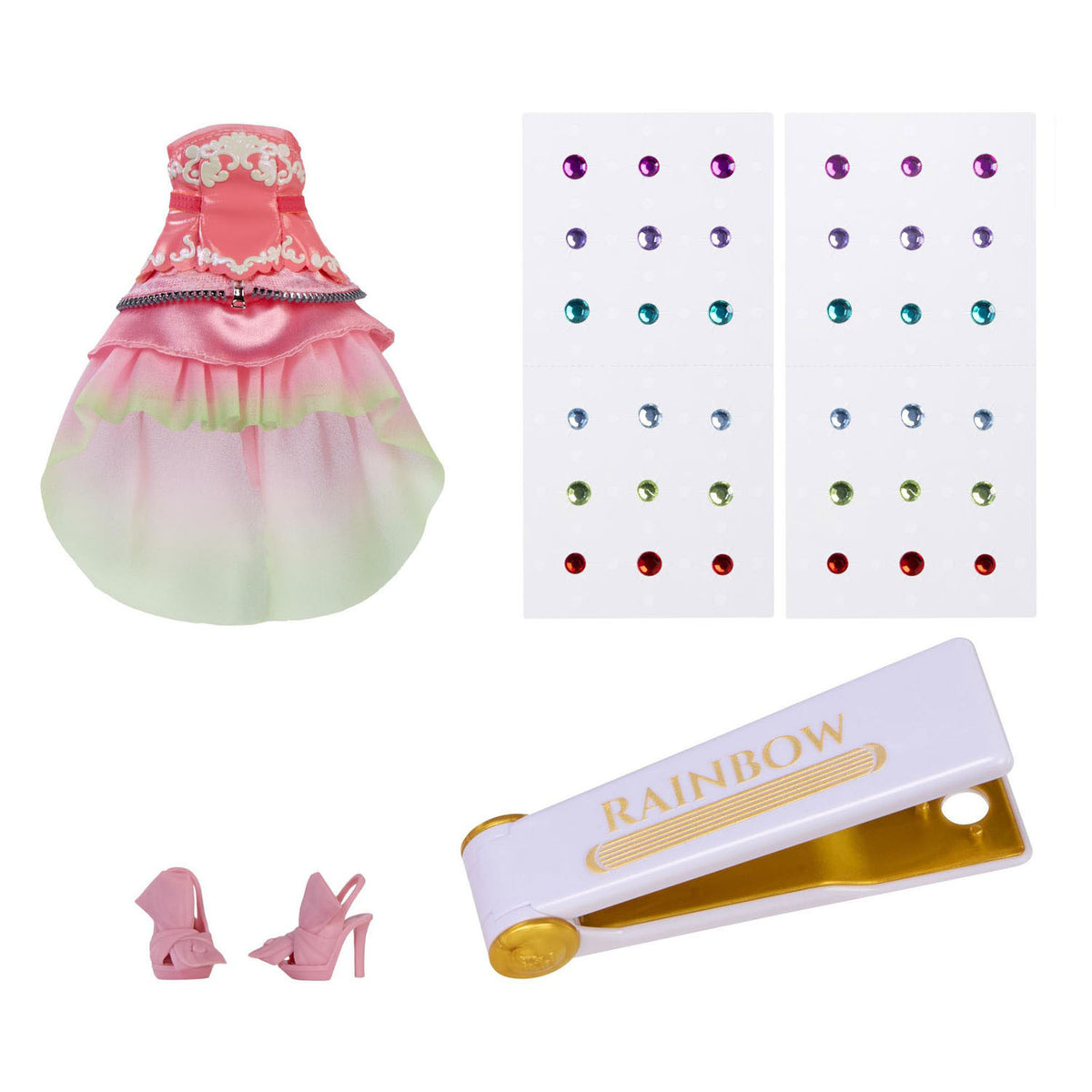 Rainbow high be dazzling-modepoppen -adeline rose (roze) met bedazzle-tool en glinsterende strass-steentjes