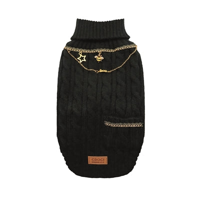 Croci dog sweater with chain gold -colored black