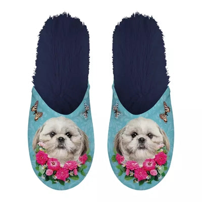 Slipper shih tzu lyseblå mørkeblå