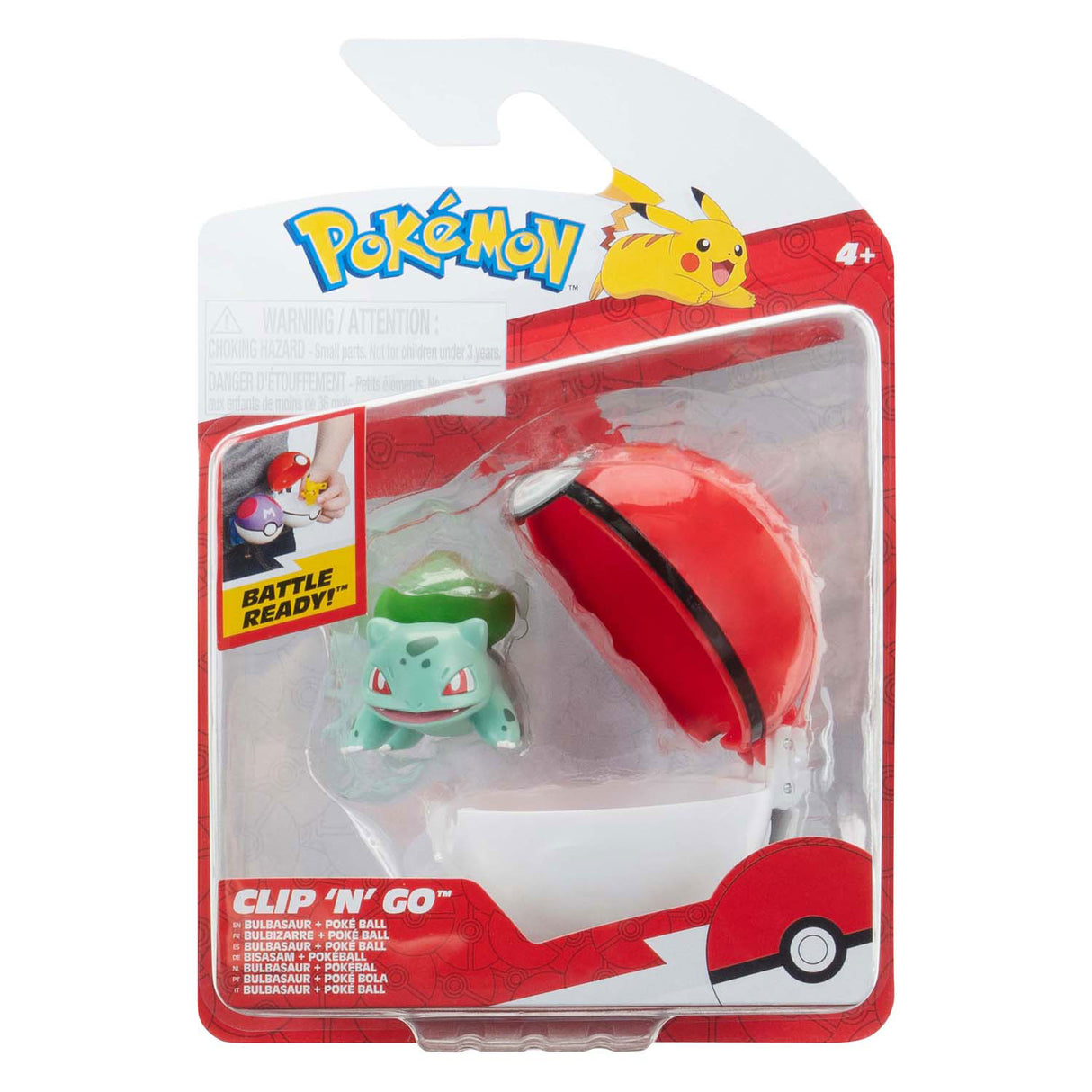 Jazwares pokémon clip 'n' go poké balls bulbasaur #1 poké ball mini-figuur