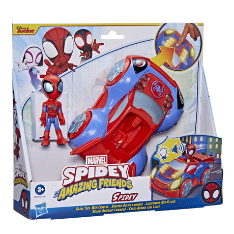 Hasbro Spidey y sus increíbles amigos Glow Tech Web-rawler y Spidey Action Figura