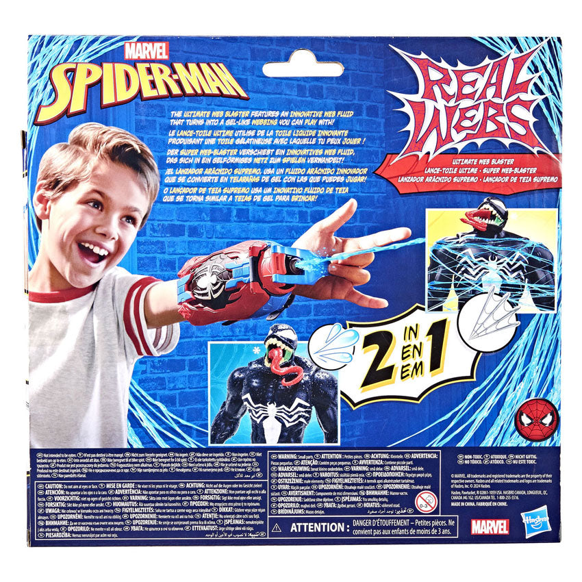 Spider-man marvel real webs ultimate web-blaster - 2-in-1 blaster - rollenspel - kostuum - speelgoed