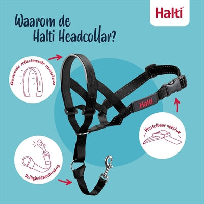 Company of animals halti headcollar zwart nr 3 - verstelbaar 40-54cm - reflecterend hondenhalster met neusstuk l