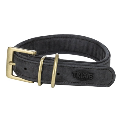 Trixie halsband hond pure leer zwart