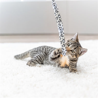 Trixie kattenhengel staart panterprint pluche met kattenkruid catnip