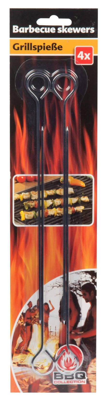 Bbq collection barbecuespies 24 cm 4 stuks rvs