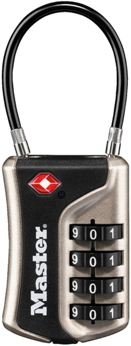 Masterlock hangslot 4-cijfer tsa flex zwart 35mm