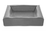 Bia bed artificial leather cover dog basket gray