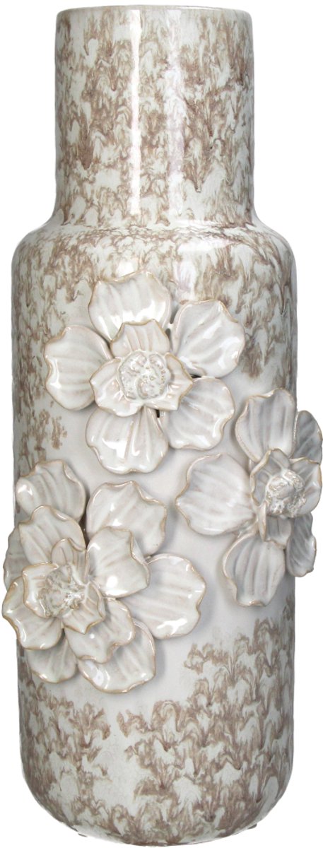 Hd collection vaas aardewerk wit 16,5x15,5x39cm