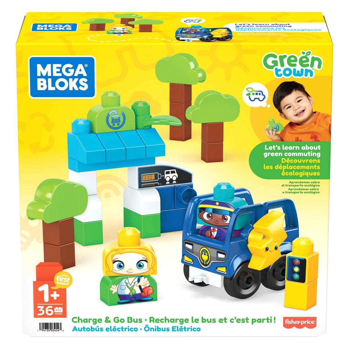 Mega Bloks Green Town Charging and driving a bus