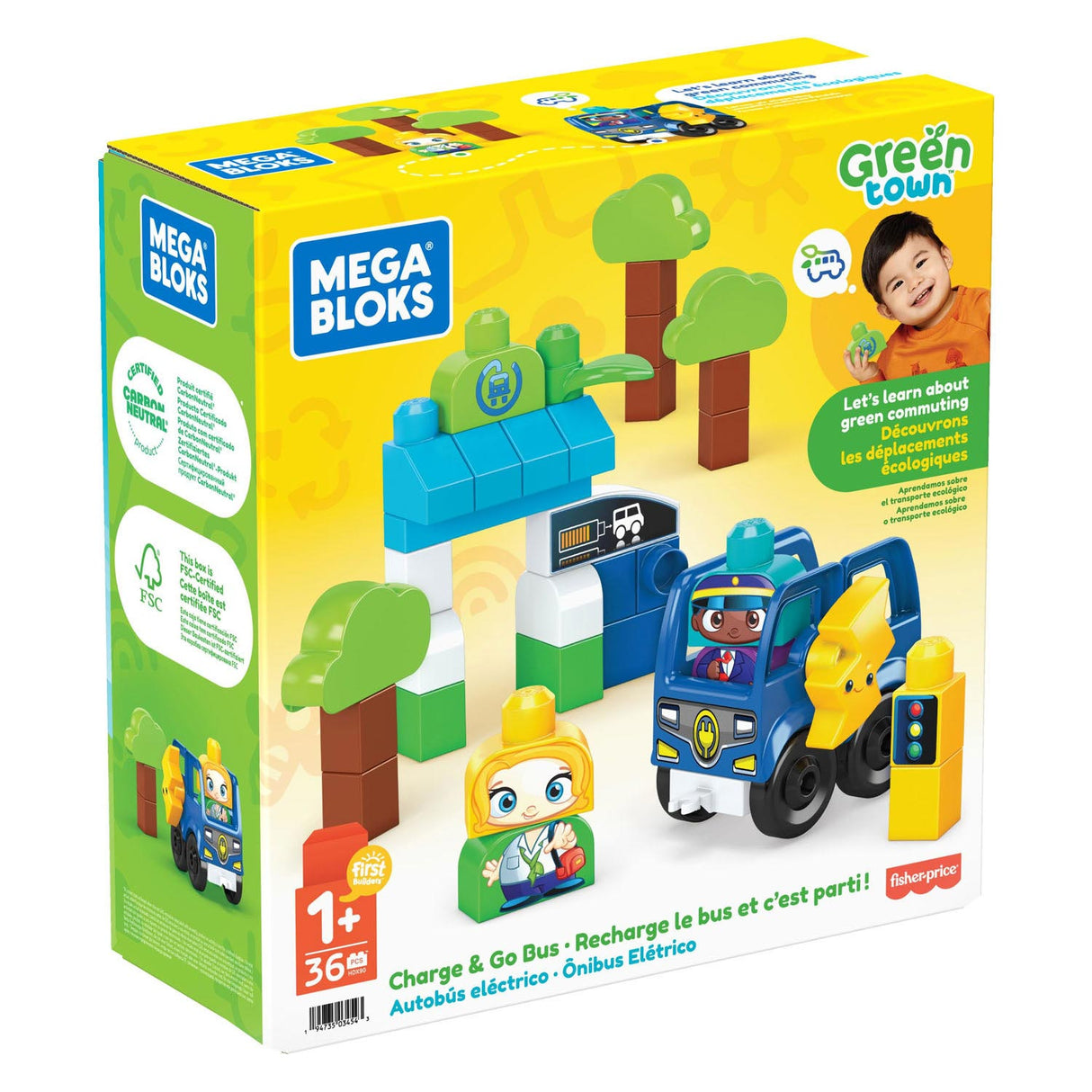 Mega Bloks Green Town Charging and driving a bus