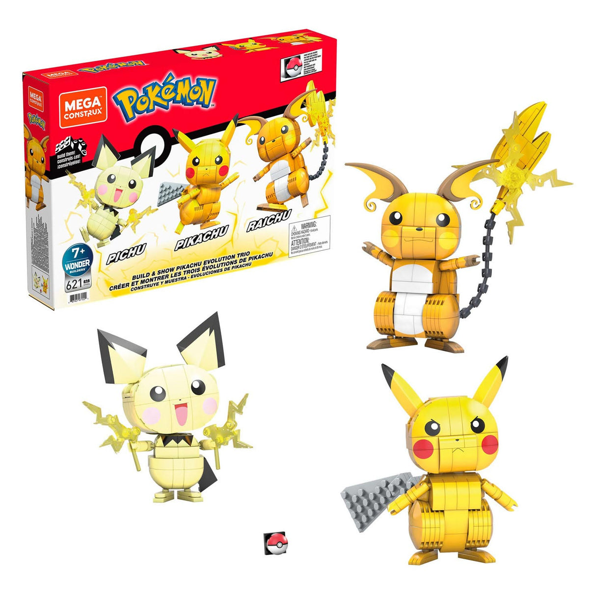 Pokémon Mega CONSTRUX POKEMON CONSTRUCTION BUILIT ET Afficher Pikachu Evolution Trio