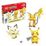 Pokémon Mega CONSTRUX POKEMON CONSTRUCTION BUILIT ET Afficher Pikachu Evolution Trio