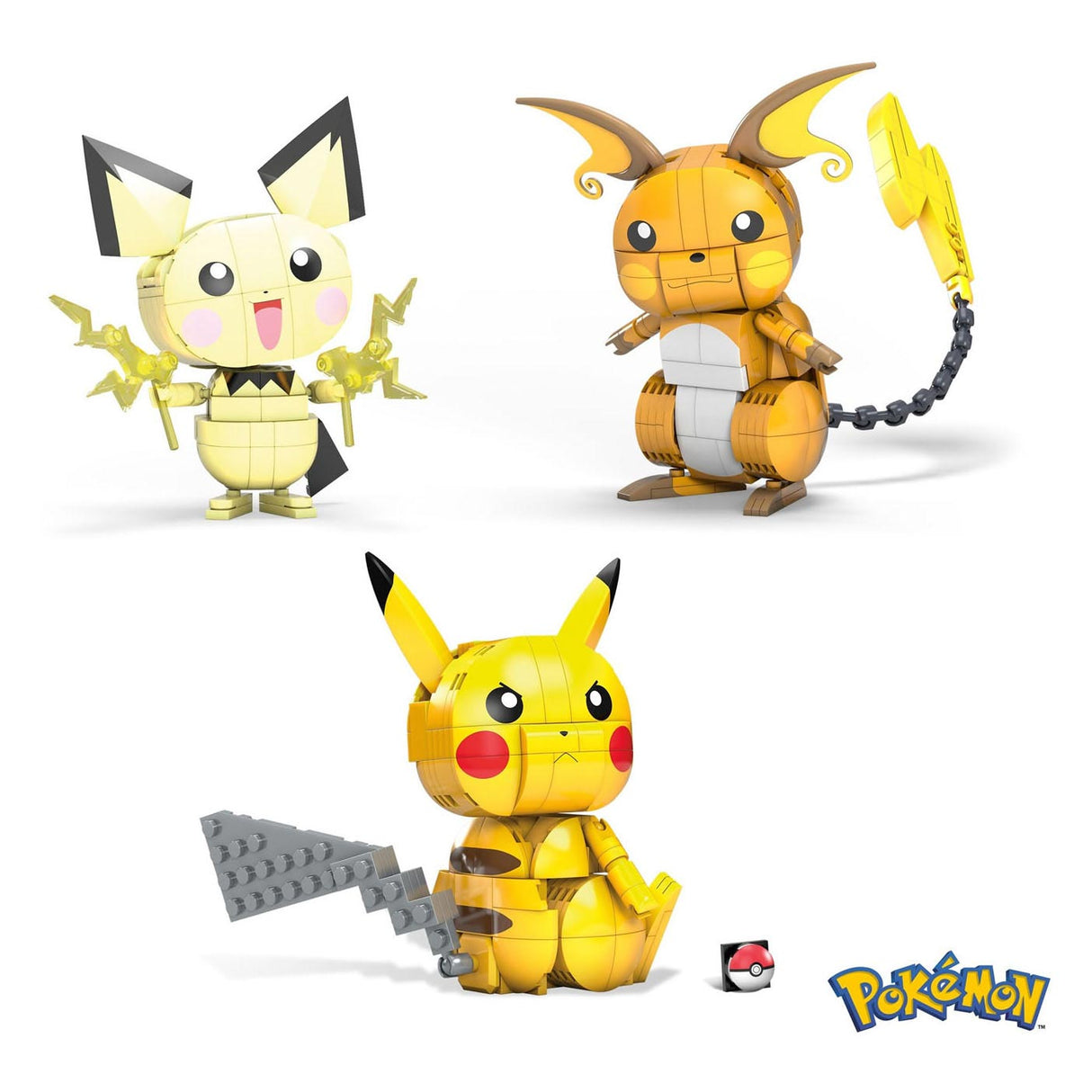 Pokémon Mega CONSTRUX POKEMON CONSTRUCTION BUILIT ET Afficher Pikachu Evolution Trio