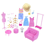 Mattel fashionista pop con rack di abbigliamento