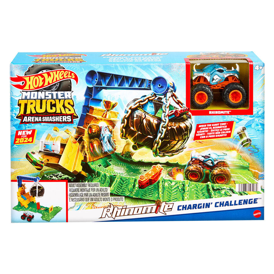 Hot Wheels MonsterTrucks Arene Smahers Rhinomite Race Challenge Play Set