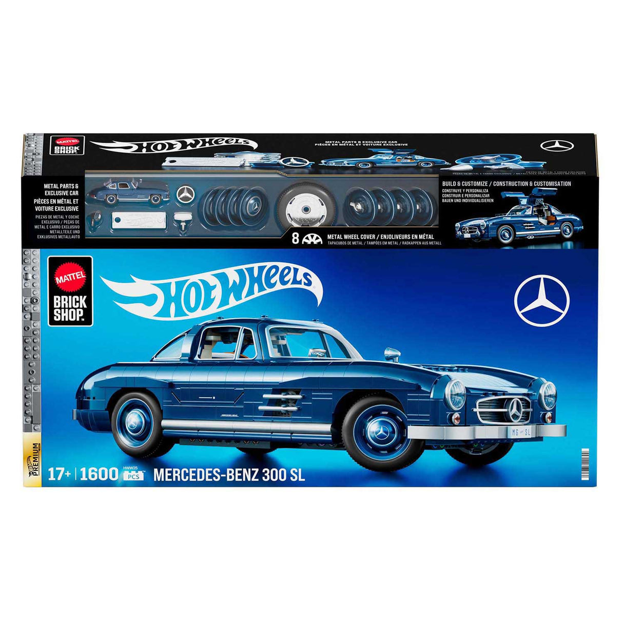 Mattel brick shop hot wheels - mercedes-benz 300 sl raceauto bouwset (1600 onderdelen)
