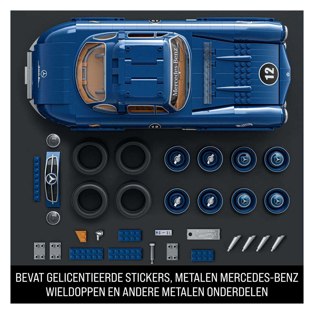 Mattel brick shop hot wheels - mercedes-benz 300 sl raceauto bouwset (1600 onderdelen)