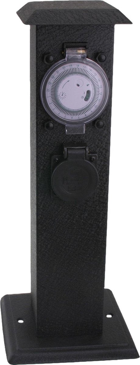 Exin tuinpaal 3-voudig - met timer - randaarde - ip44 - max 3680w zwart 40 cm