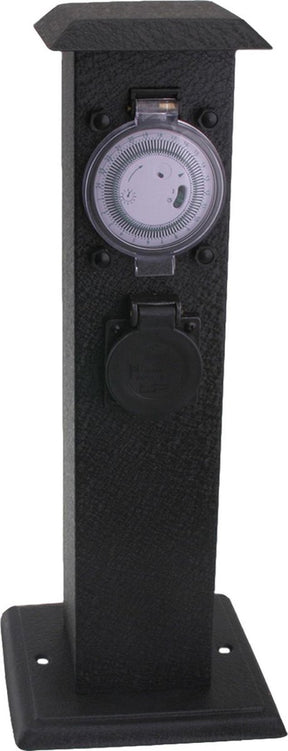 Exin tuinpaal 3-voudig - met timer - randaarde - ip44 - max 3680w zwart 40 cm