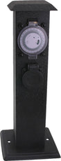 Exin tuinpaal 3-voudig - met timer - randaarde - ip44 - max 3680w zwart 40 cm