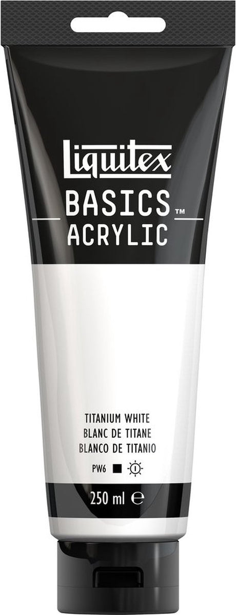 Liquitex 88700229 basics acrylverf titanium white – 250 ml | kunstenaars acrylverf | middelmatige viscositeit | lichtechte kleur voor schilderen canvas