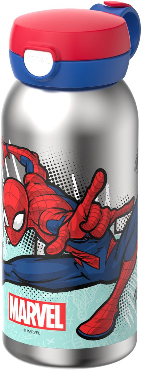 Mepal rvs drinkfles met flipdop campus - 600 ml - waterfles rvs - lekdicht - hygiënische deksel - spiderman