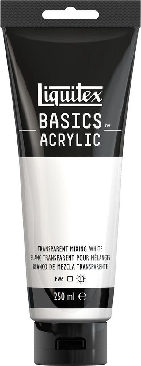 Liquitex 88700243 basics acrylverf transparent mixing white – 250 ml | kunstenaars acrylverf | middelmatige viscositeit | voor kleurmenging glazuren