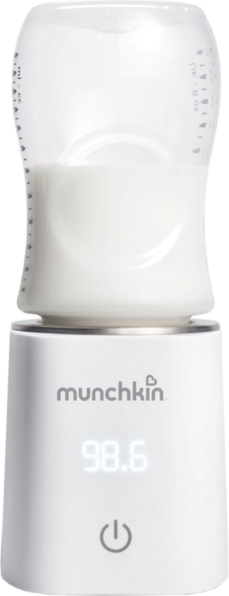 Munchkin digitale flessenverwarmer 37°c - inclusief 4 adapters voor dr. brown's (alleen smalle hals), tommee tippee, nuk en medela - compact voor onderweg - digitale display