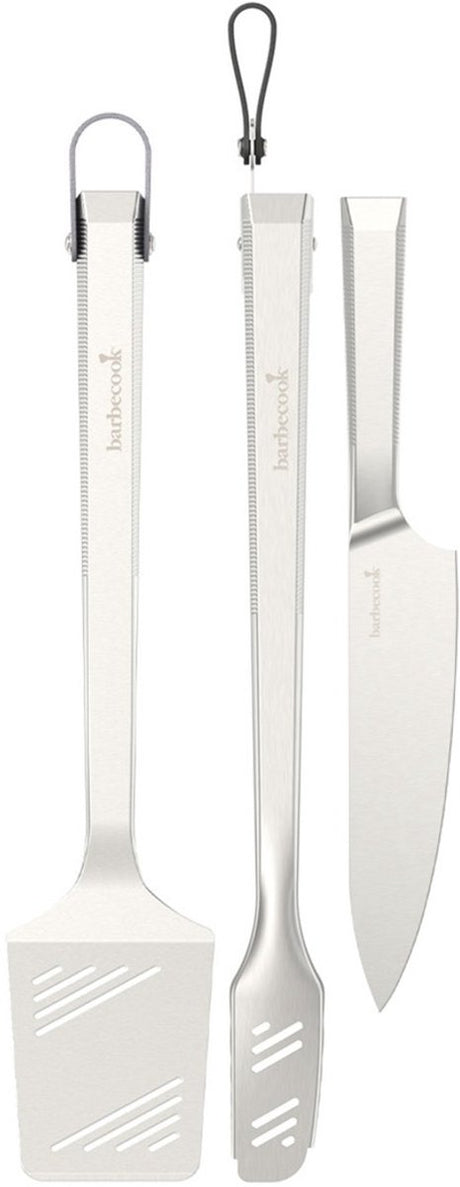 Barbecook premium set met spatel, chef mes en tang uit rvs 45.7cm