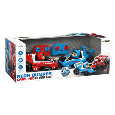 Gear2play rc neon bumper cars pro duoset - rc formule 1 battle cars - ga een botsduel aan!