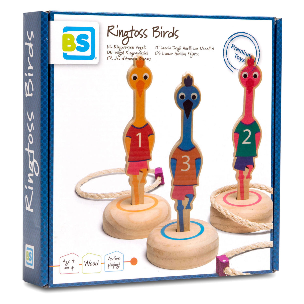 BS Toys Ringwerpen Vogels Game di lancio in legno