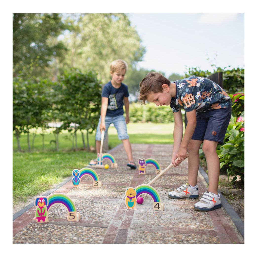 BS Toys Wooden Croquet game Rainbow