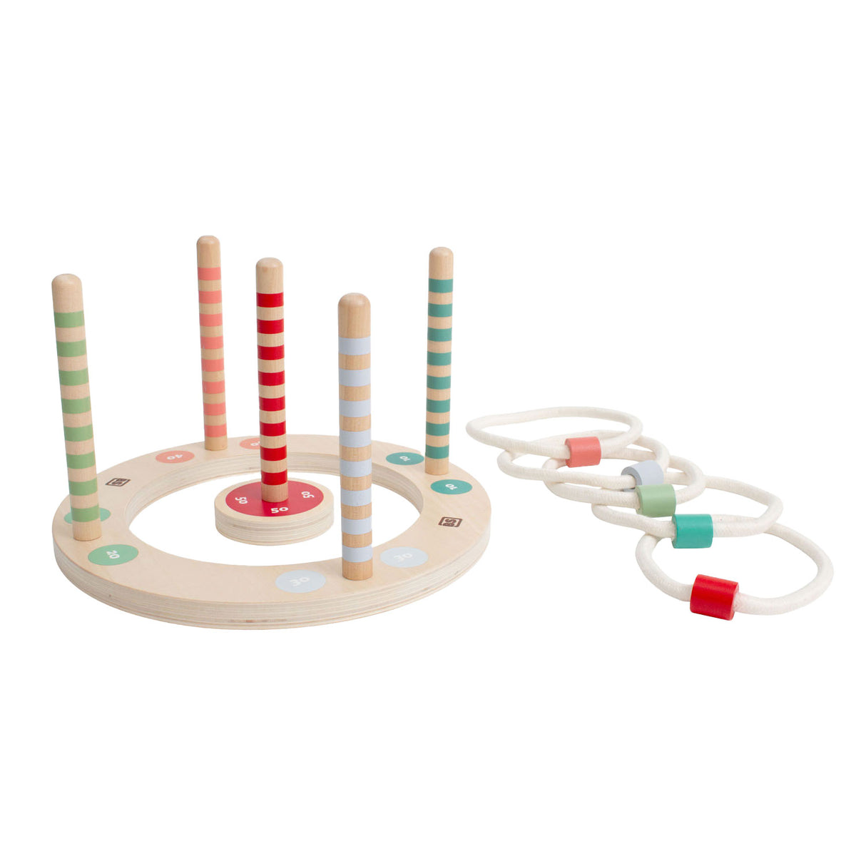 BS Toys Holz Ringswerp -Spiel mit Streifen, 7dlg.